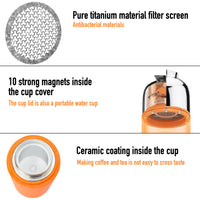 Samadoyo double-layer stainless steel vacuum insulated cup, tea brewing cup with filter screen, portable water cup 400ML