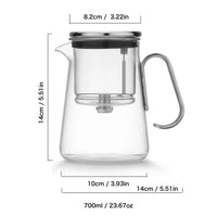 Bonston-Integrated Glass Teapot with One-Touch Tea Strainer, Heat-Resistant glassTeapots, 700ml (23.67oz)