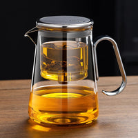 Bonston-Integrated Glass Teapot with One-Touch Tea Strainer, Heat-Resistant glassTeapots, 700ml (23.67oz)