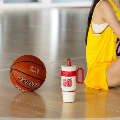 Basketball-Themed Print Tumbler, 316L Stainless Steel Double-Walled Vacuum Insulated Cup, 700ml