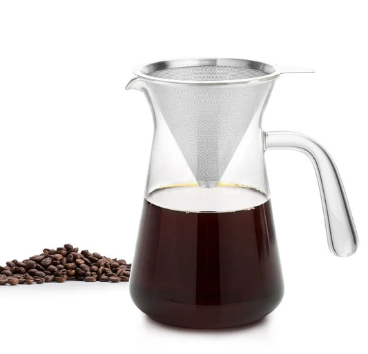 SAMADOYO Kaffee-Sharing-Kanne, tragbares Kaffee-Tropfset, Reise-Kaffee-Werkzeug mit Filterkaffeekanne, Glaskaffeekanne 