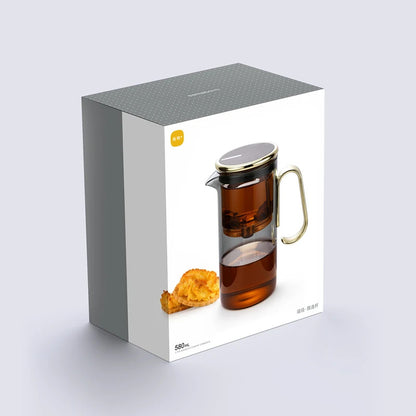 SAMADOYO Heat-Resistant Glass Teapot 580ml with Tea Strainer, Tea-Water Separation Pot