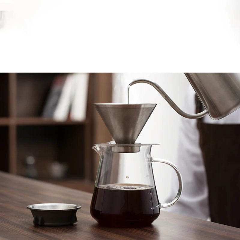 SAMADOYO Coffee Sharing Pot Portable Coffee Drip Set Travel Coffee Tool with Filter Coffee Pot Glass Coffee Pot