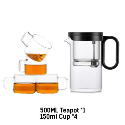 Samadoyo - Integrated Glass Teapot with One-Touch Tea Strainer, Heat-Resistant (500ml/700ml)