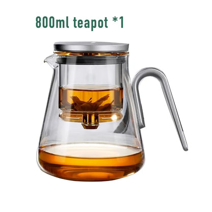 Magnetic switch tea pot, high-end tea set, tea water separation teapot, household tea making tool, heat-resistant glass tea dis