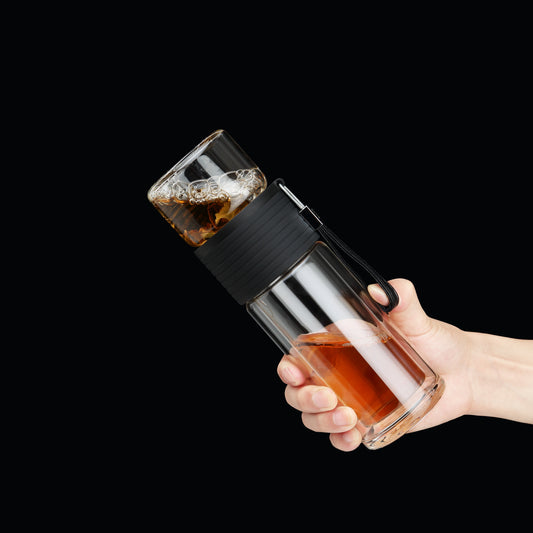 SAMADOYO Teetrennung, hitzebeständiges Glasbrühen, Teefiltration, tragbarer Becher, tragbarer Wasserbecher für Reisefahrzeuge im Freien 