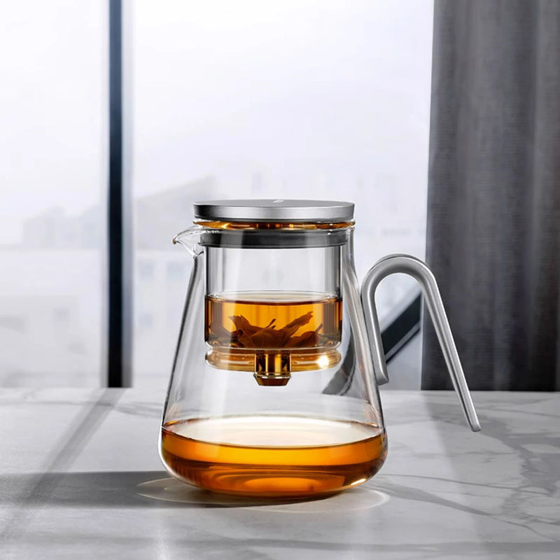 Magnetic switch tea pot, high-end tea set, tea water separation teapot, household tea making tool, heat-resistant glass tea dis