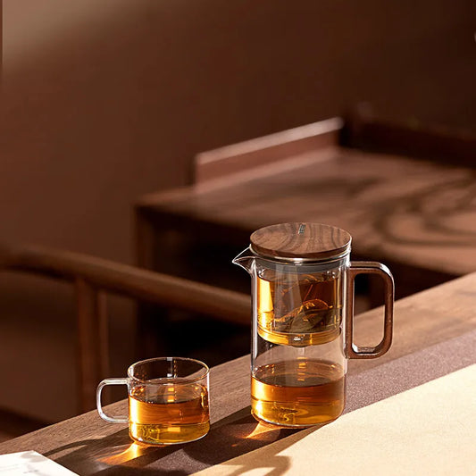SAMADOYO Elegante Tasse Isolierung Trennung Blase Teekanne Hitzebeständige Glasteekanne Einfache Filterteetasse 500ml 