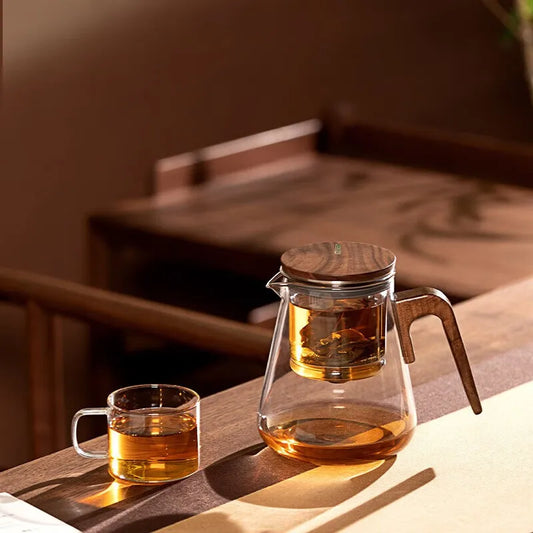 SAMADOYO Elegante Tasse Isolierung Trennung Blase Teekanne Hitzebeständige Glasteekanne Einfache Filterteetasse 500ml 