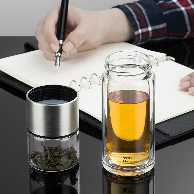 SAMADOYO Tea separation, heat-resistant glass brewing, tea filtration, portable cup, outdoor portable travel vehicle water cup
