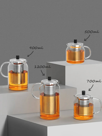 SAMADOYO Hitzebeständige Teekanne aus Glas Teekanne Teewassertrennung und -filtration Haushalts-Teekocher mit großer Kapazität 